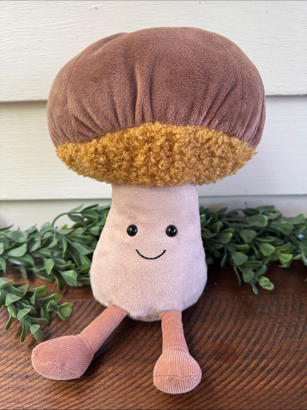 Jellycat Beige Mushroom Plush with Black Logo Tag